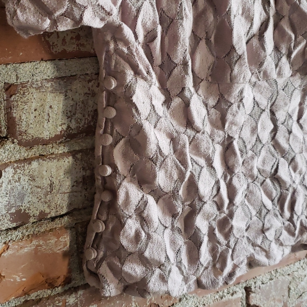 Fitted Wrap Front Lace Top With Button Detail - image 7